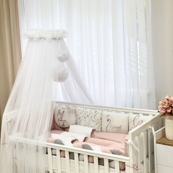 Set lenjerie patut bebe 7 piese Bambi roz (12)